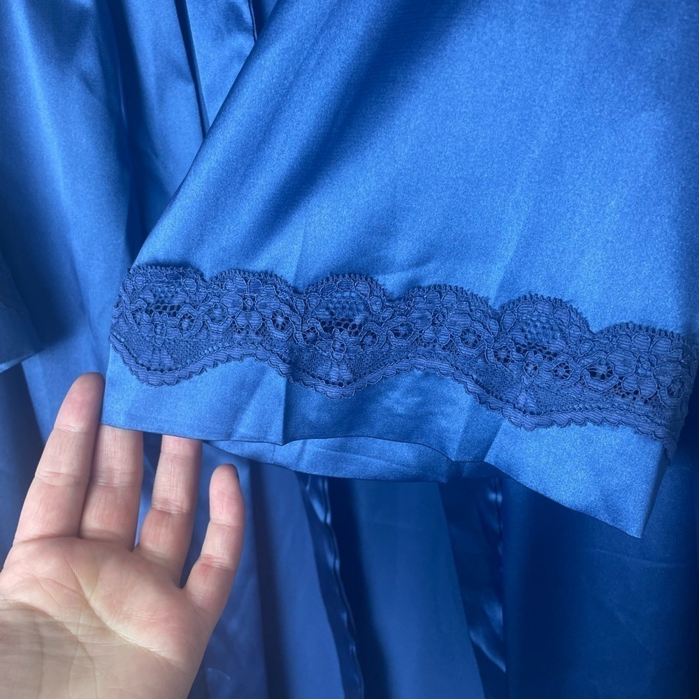 Ekouaer NWT Blue Silky Lace Tie Wrap/Robe Lightweight Ladies Size Large - Picture 2 of 7